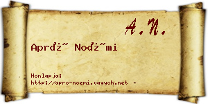 Apró Noémi névjegykártya