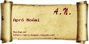 Apró Noémi névjegykártya